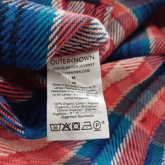 Outerknown Blanket Shirt Organic Cotton Watermelon Feliz Plaid Men's Size M - Picture 5 of 5